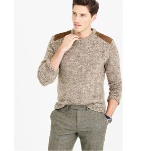 J. Crew Men's Taupe Knit Sweater with Suede Details